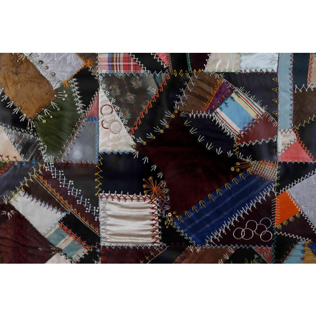 Antique Crazy Quilt - Professionally Framed For Sale - Image 12 of 12