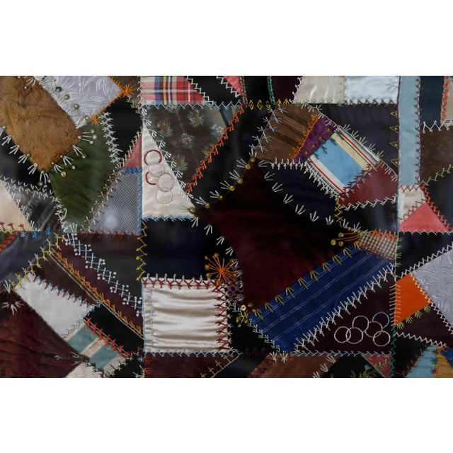 Crazy Quilt Antique Professionally Framed For Sale - Image 12 of 12