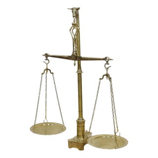 Monumental Floor Standing Brass Butcher Scale, 1890s For Sale