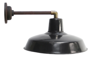 Vintage Industrial French Wall Light in Black Enamel and Cast Iron