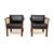 A stylish and very rare pair of vintage Danish cane and leather armchairs by Illum Wikkelso. This model is called the...