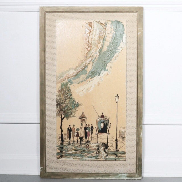 1970s Listed American Artist Elmo Gideon Fine Original Oil French Street Scene For Sale - Image 10 of 10