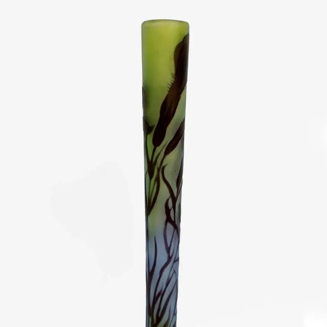 Art Nouveau Floral Decoration Cameo Bulb Glass Vase by Émile Gallé, France, 1900s For Sale - Image 9 of 11