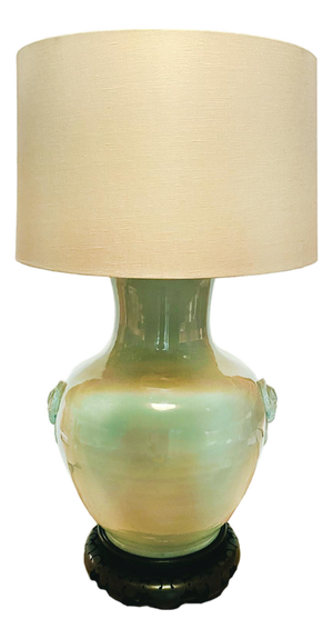 Mid 20th Century Large Celadon Green Ceramic Urn Table Lamp