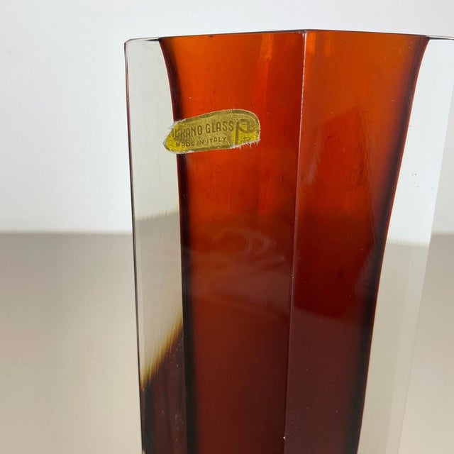 Large Ochre Murano Glass Sommerso Vase attributed to Flavio Poli, 1970s For Sale - Image 14 of 18