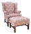 Vintage American Flamestitch Wingback Chair + Ottoman For Sale