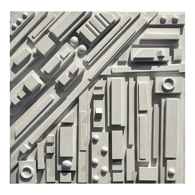 Town One, Mix Media on Board, Sculptural Wall Art For Sale
