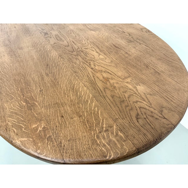 Oval Table with T-Shaped Legs in Oak, France, 1990s For Sale - Image 6 of 18