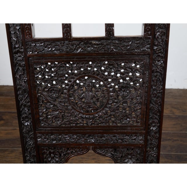 English Anglo Indian Hand Carved Side Chair with Richly Carved Floral Motifs, circa 1900 For Sale - Image 3 of 12