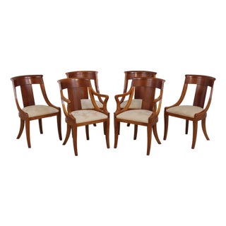 Set of 6 Baker Cherry Regency Style Dining Chairs For Sale