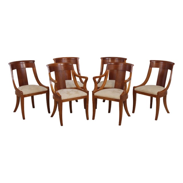 Set of 6 Baker Cherry Regency Style Dining Chairs For Sale