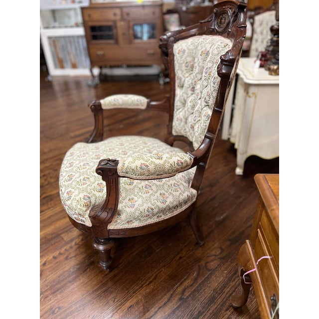 Cream Early 20th Century Chairs Victorian Style Captain/Missus Chairs For Sale - Image 8 of 10