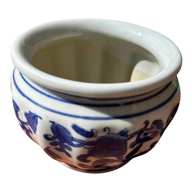 1970s Small Blue and White Vase For Sale