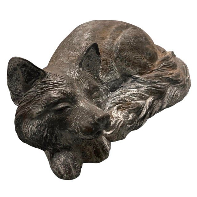 2000 - 2009 Vintage Cast Iron Sleeping Fox Statue For Sale - Image 5 of 12