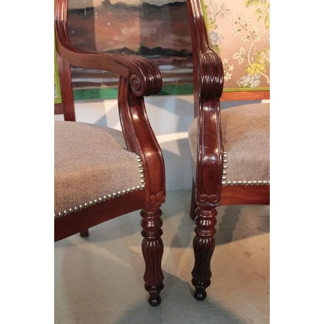 Antique Louis Philippe Mahogany Armchairs, Set of 4 For Sale - Image 9 of 15