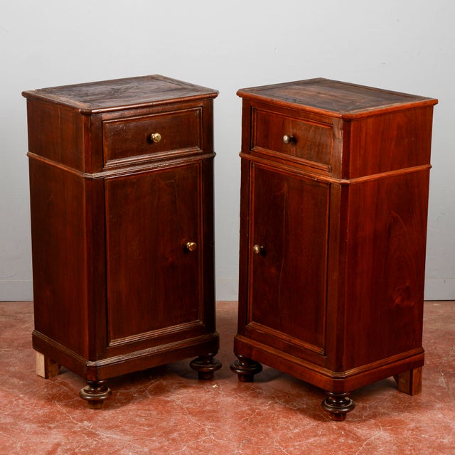 Brown Late 19th Century Wooden Bedside Tables, Set of 2 For Sale - Image 8 of 10