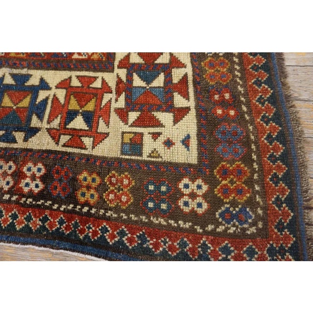 1890s Yellow Diamond Antique Caucasian Talish Carpet 3'4" X 7'6" Knotted Wool Rug For Sale - Image 9 of 12