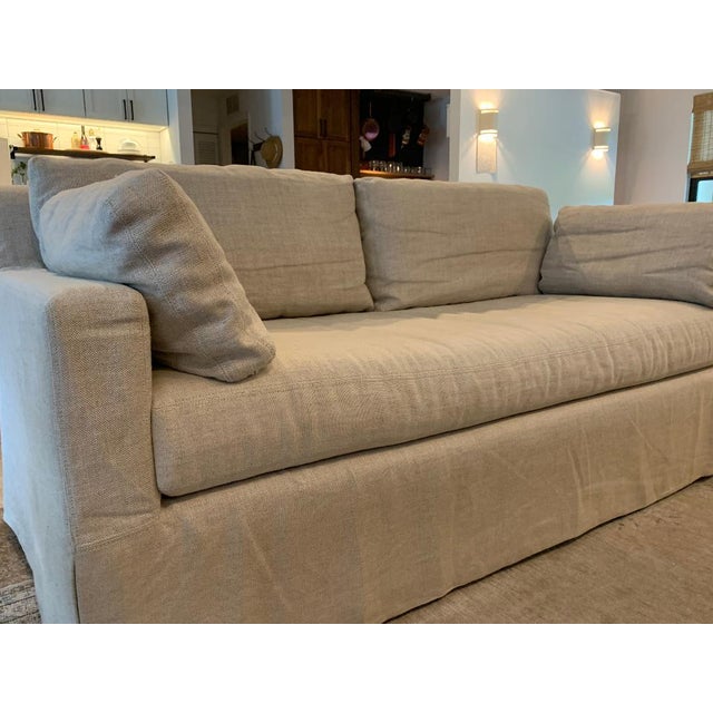 Restoration Hardware Belgian Track Arm Linen Slipcovered Sofa Chairish