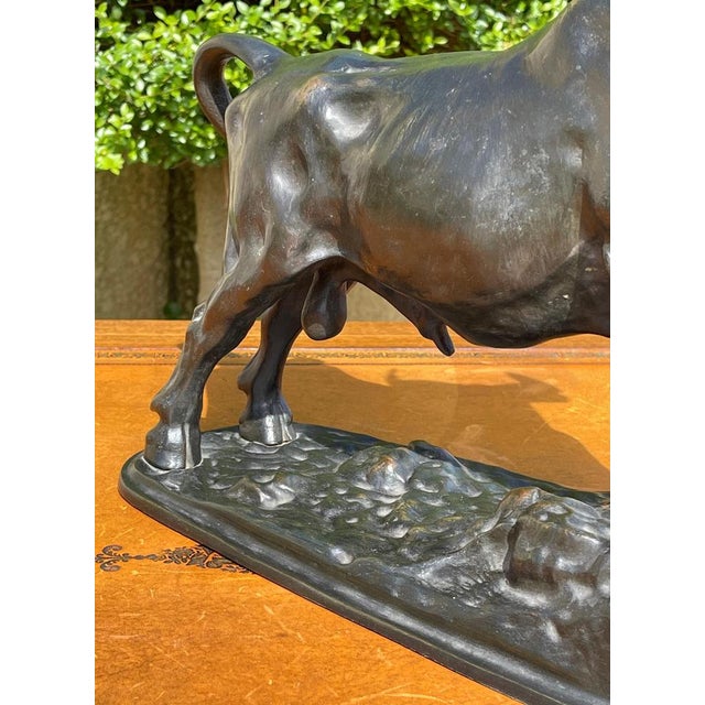 Bronze Roman Bull with Brown Patina attributed to A. Clesinger, 19th Century For Sale - Image 5 of 16