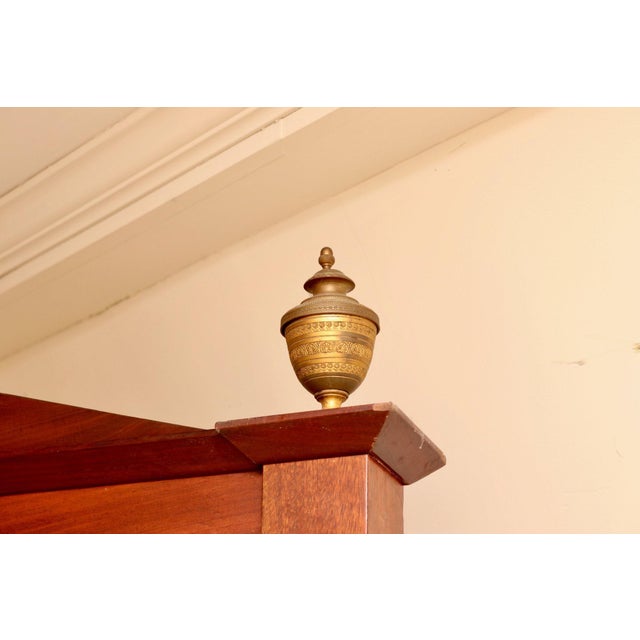 Traditional 20th Century French Mahogany and Ormolu Empire Cheval Mirror For Sale - Image 3 of 12