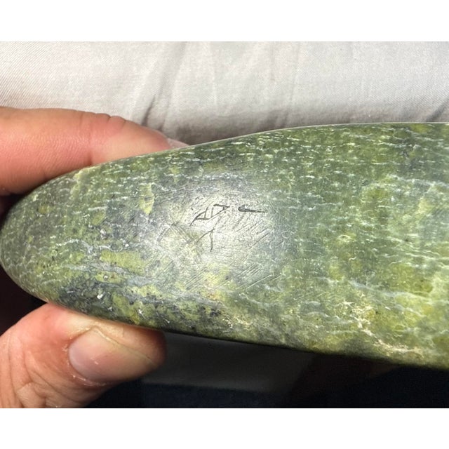 Antique Signed Carved Green Soapstone Canadian Seal Eskimo Sculpture Inuit For Sale - Image 9 of 11