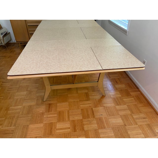 1950s Mid Century Modern Heywood-Wakefield Drop Leaf Table With 2 Leaves, 5 Chairs For Sale - Image 10 of 16