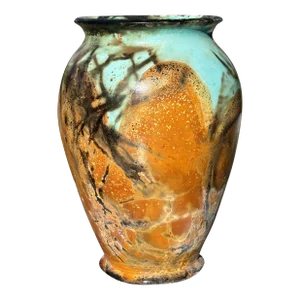 Peter Roussel Hand Thrown Sagger Fired Vase With Horse Hair