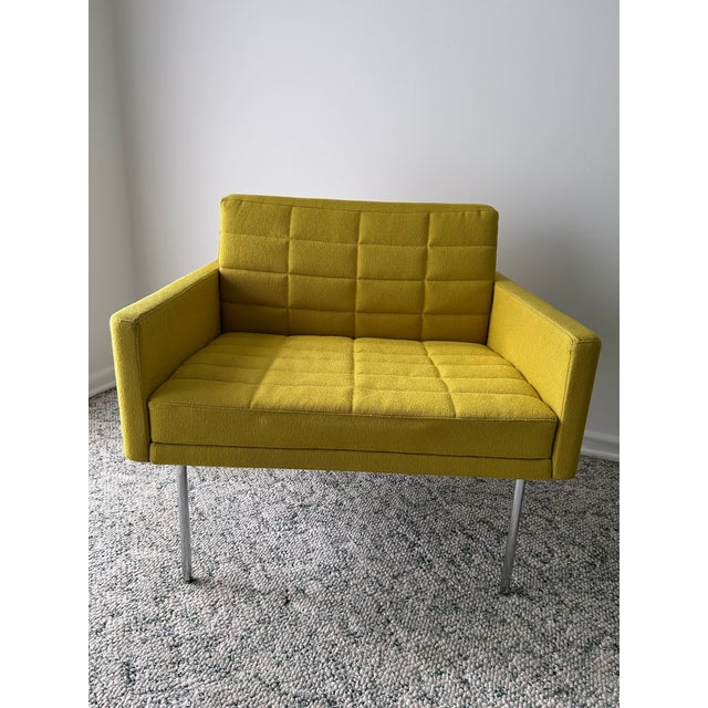 Mid-Century Modern Attributed to BassamFellows for Geiger Tuxedo Club Chairs (Pair) and Bench For Sale - Image 3 of 10