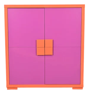 Ettore Sottsass Style Postmodern Magenta and Orange Lacquered Cabinet