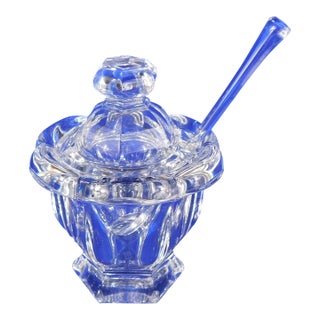 Baccarat Cut Crystal Mustard Pot With Spoon in Bretagne For Sale