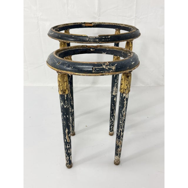 Early 20th Century French Louis XVI Style Painted Giltwood Marble Top Guéridon Tables, Set of 2 For Sale - Image 11 of 18