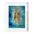 Fiesta. XVIII White Framed Abstract Orange / Blue Painting For Sale