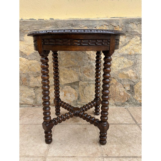 Brown 20th Century Jacobean Revival Bobbin Side Table in Oak For Sale - Image 8 of 8