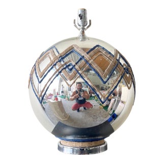 Mid Century Modern Spherical Mirrored Table Lamp For Sale