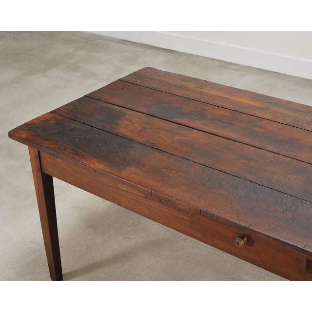 19th Century Country French Provincial Chestnut Farmhouse Table For Sale - Image 9 of 18