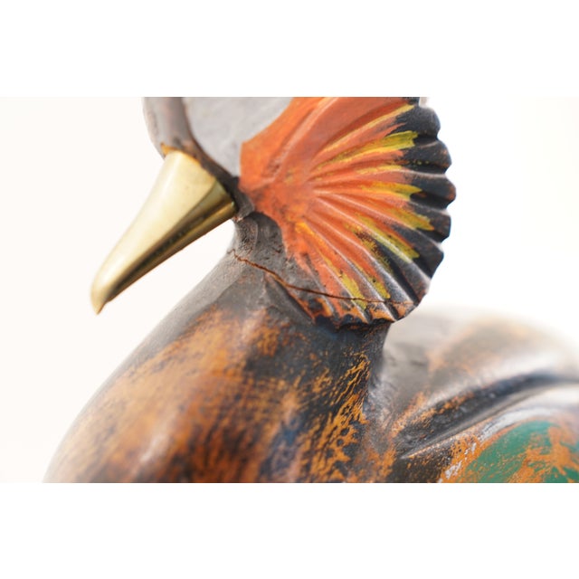 1960s Standing Hand-Painted Wooden Bird Decorative Sculpture For Sale In Austin - Image 6 of 16