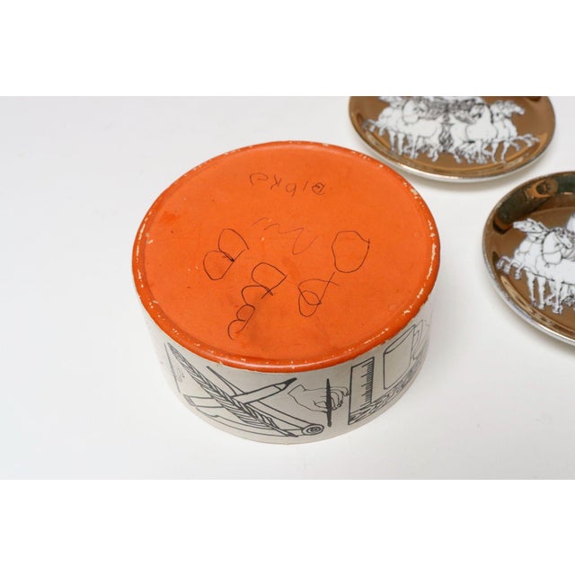 Set of Eight Vintage Gilded Roman Chariot Coasters by Piero Fornasetti With Box For Sale - Image 9 of 18