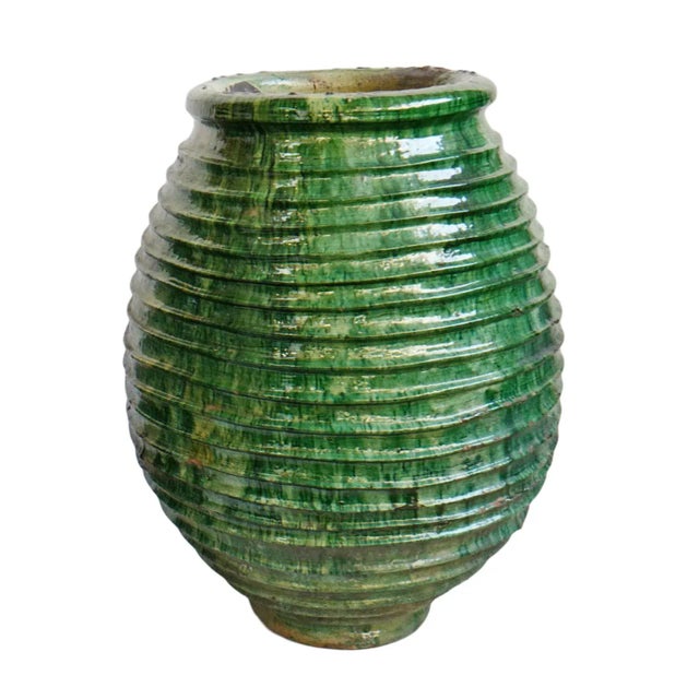 Ceramic Vintage Moroccan Green Ribbed Ceramic Pottery For Sale - Image 7 of 7