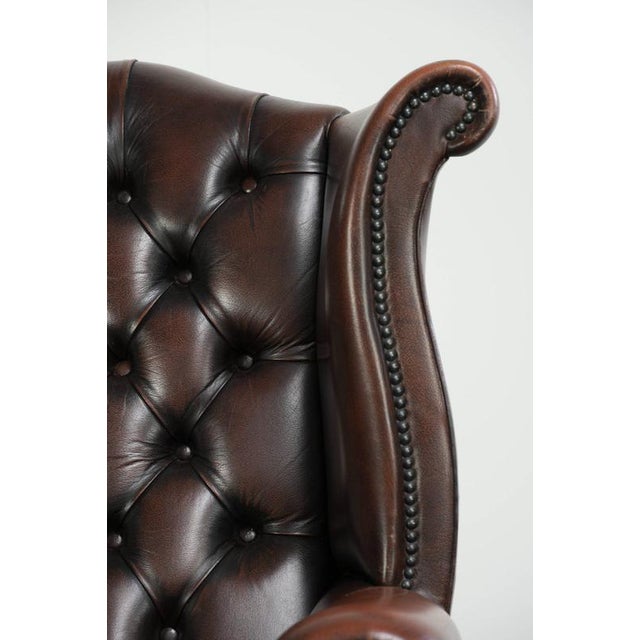 Cowhide Chesterfield Wing Armchair For Sale - Image 9 of 13