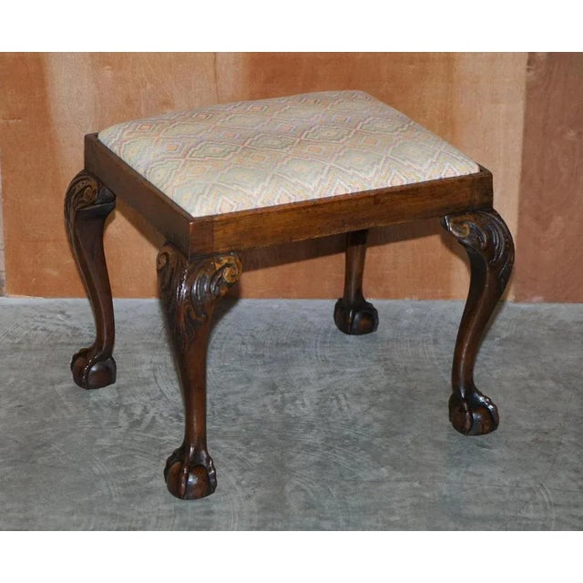 We are delighted to offer this sublime circa 1780 George II and later walnut stool with ornately carved legs and Claw &...