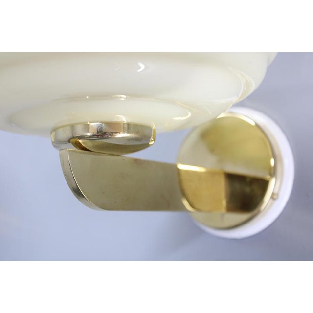 Vintage Art Deco Brass Wall Lights with Opaline Glass Shades, 1940s, Set of 2 For Sale - Image 11 of 17