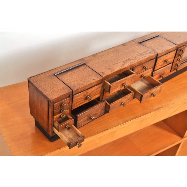 Antique Haberdashery Chest of Drawers in Oak with Display Case, 1910s For Sale - Image 9 of 17