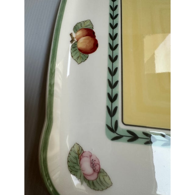 Canary Yellow 1950s Villeroy & Boch Serving 11.7"x 11.7" Platter "French Garden" Pattern Made in Germany For Sale - Image 8 of 11