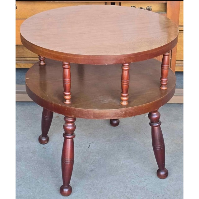 Mid-Century Modern Vintage MCM Maple Formica Top End Round Table For Sale - Image 3 of 3
