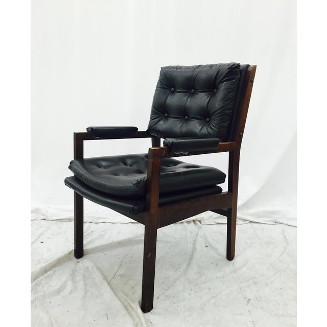 Vintage Milo Baughman Style Black Wood Desk Chair Chairish