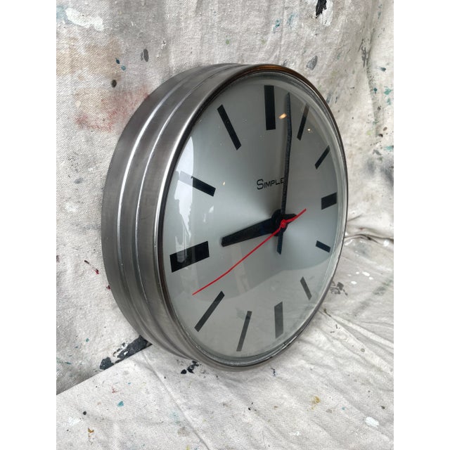 Industrial Vintage Simplex Industrial Plugged Wall Clock For Sale - Image 3 of 8