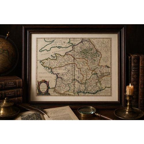 Caesar’s Gallia Veteris – Blaeu Map of Ancient Gaul, France c.1642 : A finely engraved and highly decorative 17th-century...