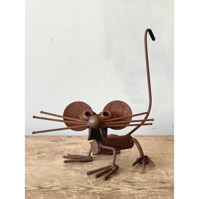Late 20th Century Vintage Boho Found Object Metal Mouse For Sale - Image 5 of 6