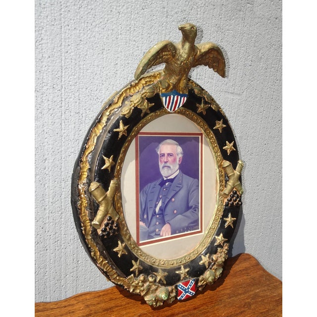 Gorgeous Picture in Good Vintage Condition. There are breaks to the ceramic Gold Ribbon which is almost unnoticeable....