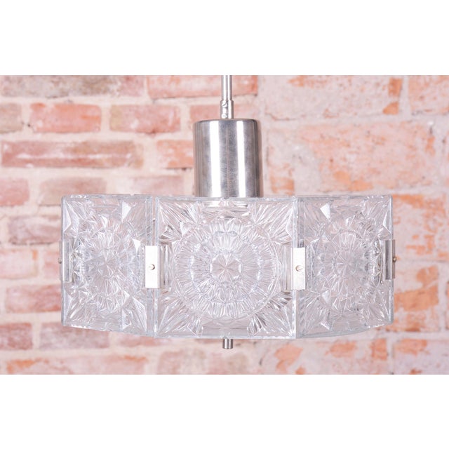 Mid-Century Czech Chrome Pendant Light attributed to Kamenický Šenov, 1950s For Sale - Image 4 of 13